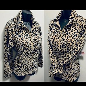 Leopard Print Fleece Half Zip